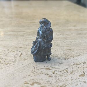 Vintage 1930's Cast Lead Santa With Sack & Toys 2 1/4”